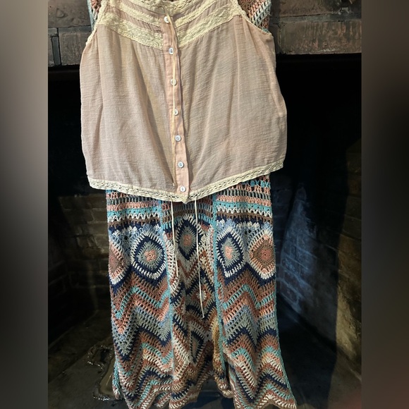 Rare Free People crochet Granny Square maxi skirt S EUC silk cotton blend yarn - Picture 5 of 11